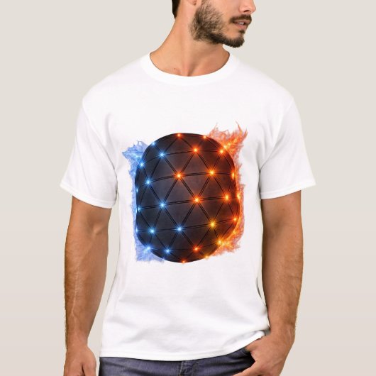 T-shirt Fire & Ice Energy Sphere – Geometric Light Grid El (Devant)
