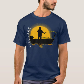 T-shirt Fire Lake Fishing Michigan Sunrise