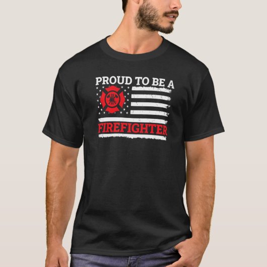 T-shirt Fire Secourt Fier D'Être Un Pompier (Devant)