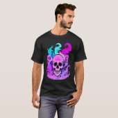 T-shirt Fire Skull Smoke Pink Skeleton Flames (Devant entier)