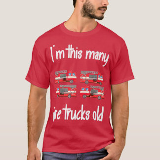 T-shirt Fire Truck Birthday 4 Years Old 4th Birthday Firef