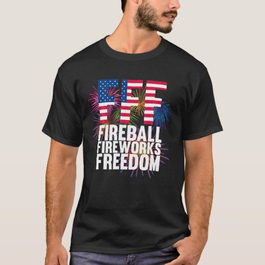 T-shirt Fireball Fireworks Freedom 4 juillet drapeau améri (Devant)
