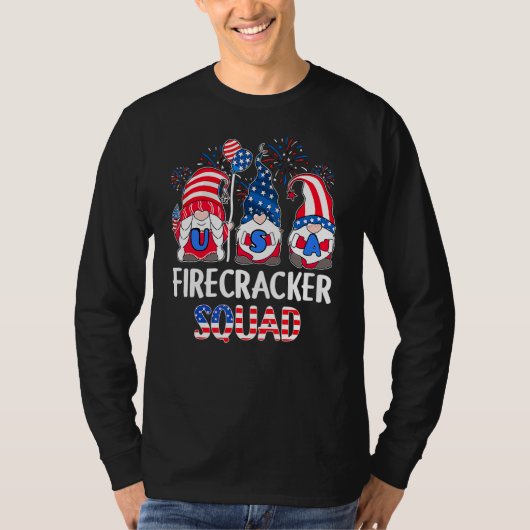 T-shirt Firecracker Squad mignon Gnomes Us Drapeau Feu d'a (Devant)