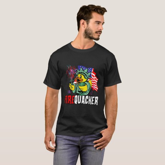 T-shirt Firecracker USA Drapeau Funky Firequacker Duck 4èm (Devant entier)