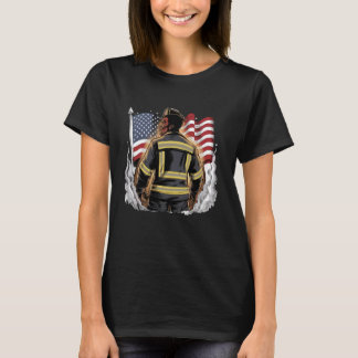 T-shirt Firefight USA Drapeau Patriotique Black Fireman 4è