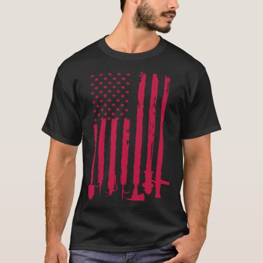 T-shirt Firefighter American Flag Fireman Patriotic 4th of (Devant)