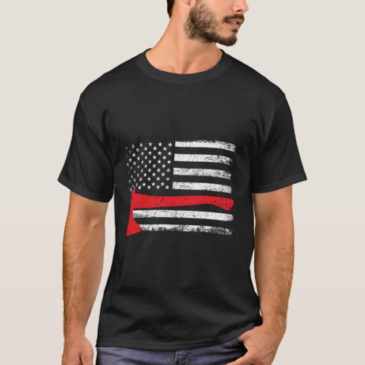 T-shirt Firefighter American Flag Mince Red Line Meilleur  (Devant)