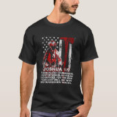 T-shirt Firefighter Axe Thin Red Line Us Flag Joshua 19 Ch (Devant)