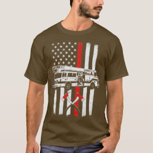 T-shirt Firefighter fire truck american flag Classic TShir