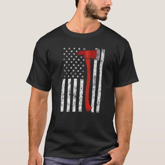T-shirt Firefighter Fireman Firefighting Patriotic America (Devant)