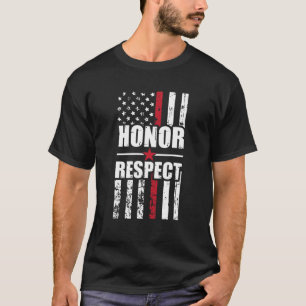 T-shirt Firefighter Honor Respect American Red Line Patrio