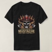 T-shirt Firefighter Mustache Skull Hero Flame Axes First R (Design devant)