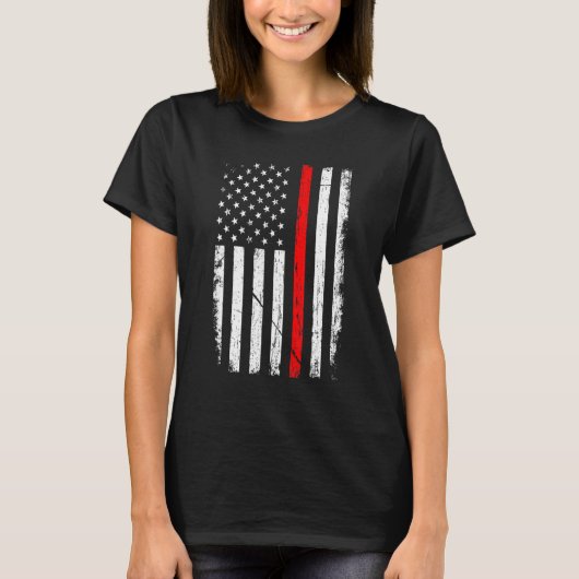 T-shirt Firefighter Patriotic American US Flag Fireman Fir (Devant)