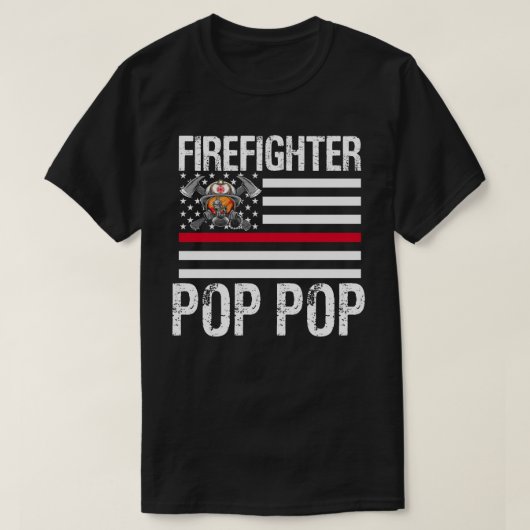 T-shirt Firefighter POP POP support The Mince Red Line US (Design devant)