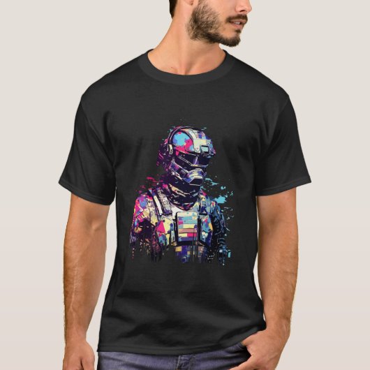 T-shirt Firefighter Portrait Brave Fireman Abstrait (Devant)
