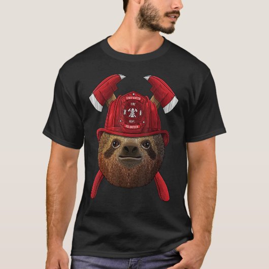 T-shirt Firefighter Sloth Fireman Boys Kids Fire Rescue La (Devant)