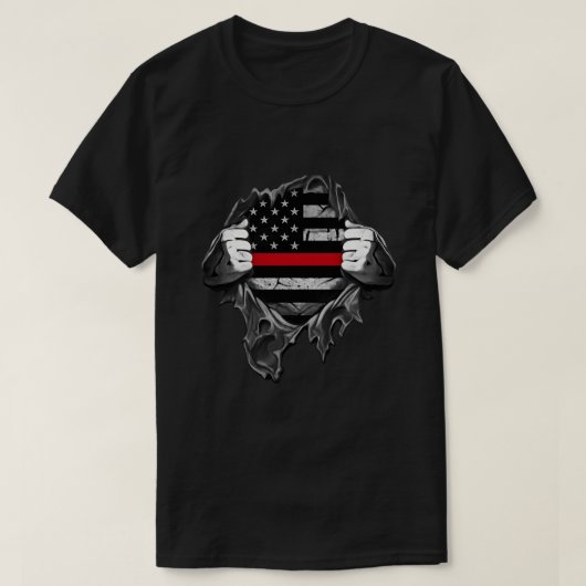 T-shirt Firefighter Support Patriotic Distressed USA Shirt (Design devant)