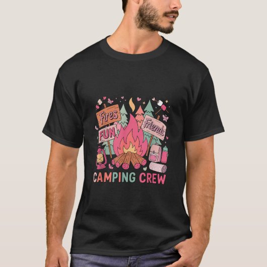 T-shirt Fires Friend Fun Camping Crew Happy Camper (Devant)