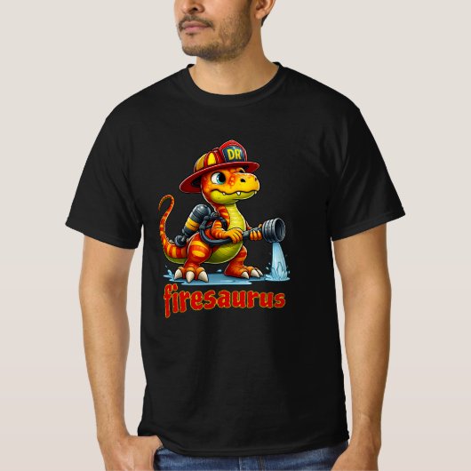 T-shirt Firesaurus - Jolie Dinosaure Pompier Ill Cartoon (Devant)