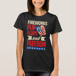 T-shirt Fireworks Flip Flops Liberté Usa Patriotique 4ème