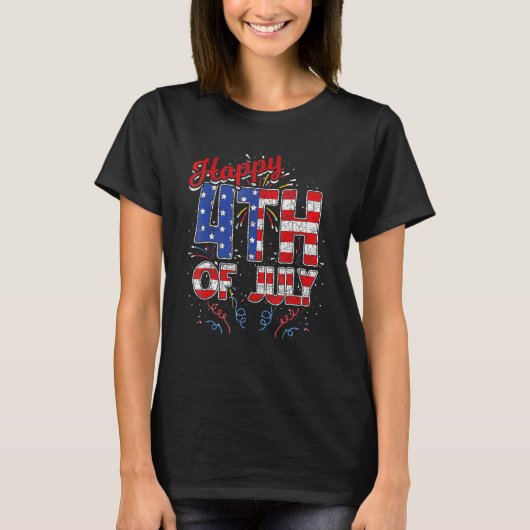 T-shirt Fireworks Happy 4th Of July US Flag American 4th O (Devant)