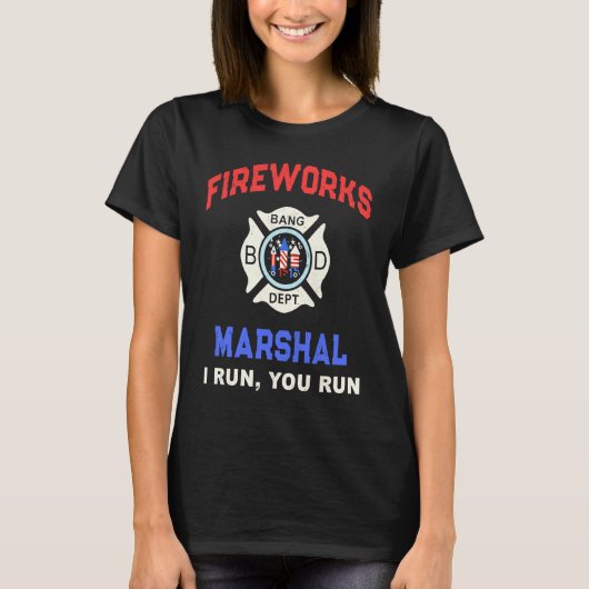T-shirt FIREWORKS MARSHAL America Firefighter Pyro Technic (Devant)