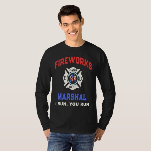 T-shirt FIREWORKS MARSHAL America Firefighter Pyro Technic (Devant entier)