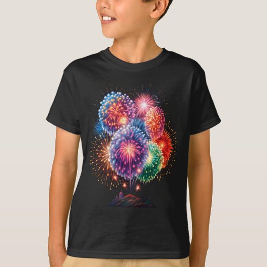 T-shirt Fireworks New Year's Eve Party Long Sleeve (Devant)
