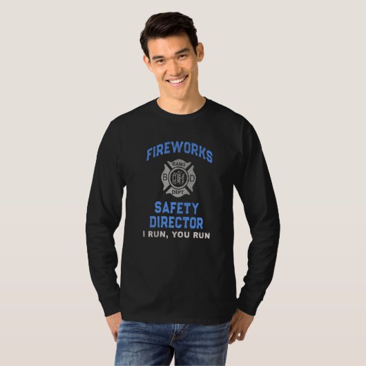 T-shirt Fireworks Sécurité Directeur Run Firefighter Ameri (Devant entier)