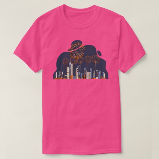 T-shirt Fireworks sur City Skyline Firework (Design devant)
