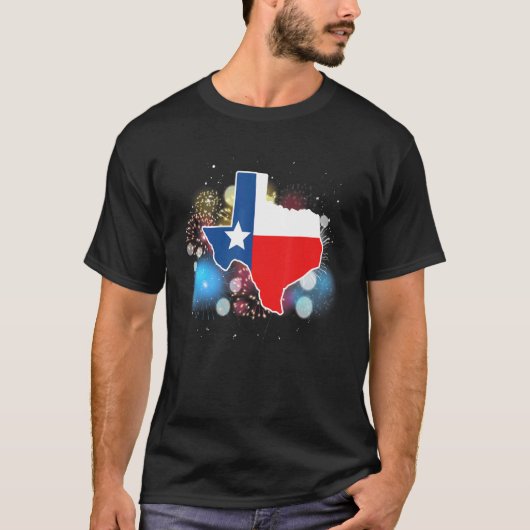 T-shirt Fireworks Texas Flag Us State Patriotic Texan (Devant)