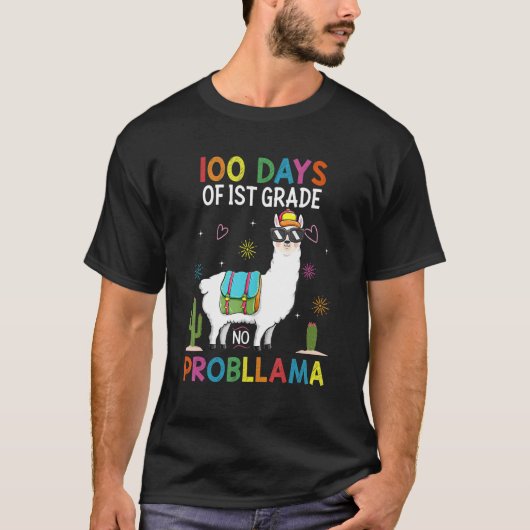 T-shirt First 1st Grade No Prob Llama Teacher 100th Day of (Devant)
