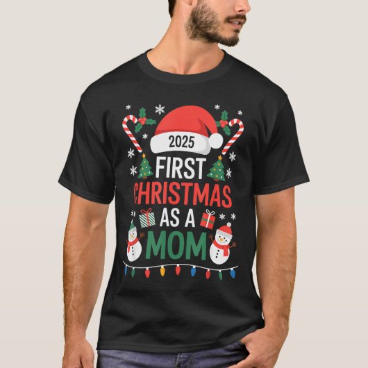T-shirt First Christmas As A Mom 2025 Family Matching Holi (Devant)