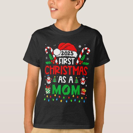 T-shirt First Christmas As A Mom Family Matching New Mommy (Devant)