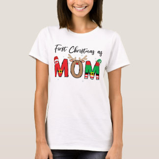 T-shirt First Christmas As A Mom Family Matching xmas