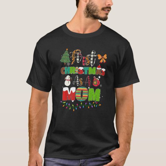 T-shirt First Christmas As A Mom Leopard Plaid Christmas (Devant)