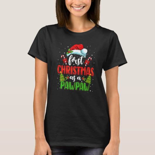 T-shirt First Christmas As A Pawpaw Santa Gender Reveal Ch (Devant)