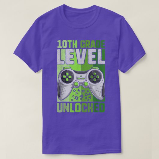 T-shirt First Day Of 10th Grade Level Unlocked Boy Video (Design devant)