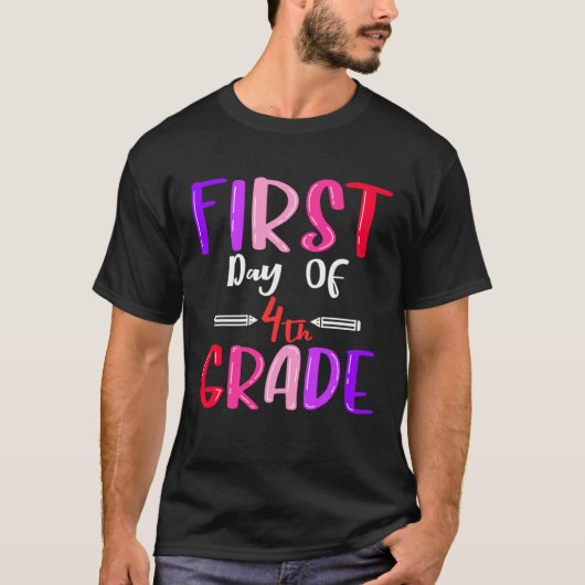 T-shirt First Day Of 4th Grade Back To School Students Fou (Devant)