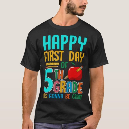 T-shirt First Day Of 5th Grade Back To School Teacher Kids (Devant)