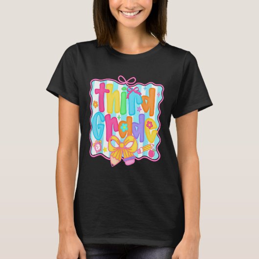 T-shirt First Day Of Third Grade Floral Bundle For Teacher (Devant)