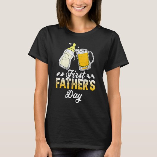 T-shirt First Father s Day Beer Baby Bottle Daddy 2023 Da (Devant)