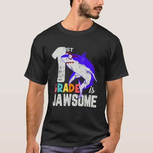 T-shirt First Grade Boys Girls JawSome Shark First Day of (Devant)
