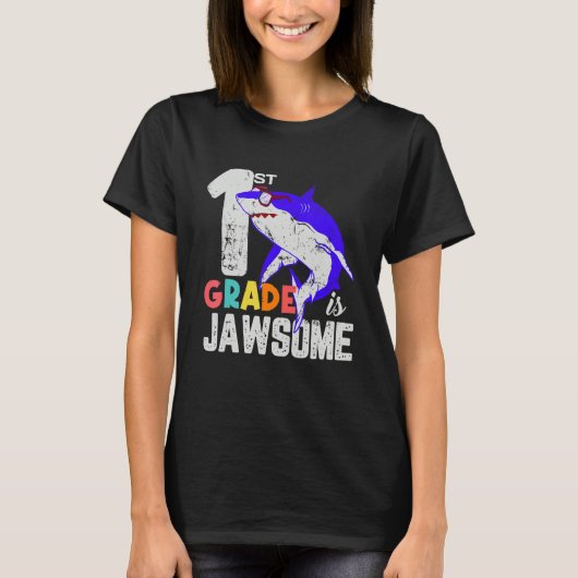 T-shirt First Grade Boys Girls JawSome Shark First Day of (Devant)