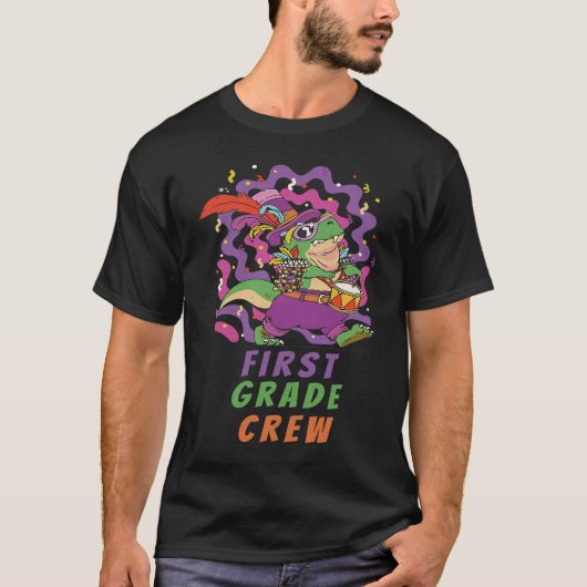 T-shirt First Grade Crew School Kid & Teacher Mardi Gras D (Devant)