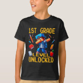 T-shirt First Grade Level Unlocked Dabbing Gamer Ck To Sch (Devant)