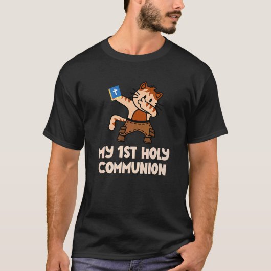 T-shirt First Holy Communion Dabbing Cat Kitty Christian C (Devant)