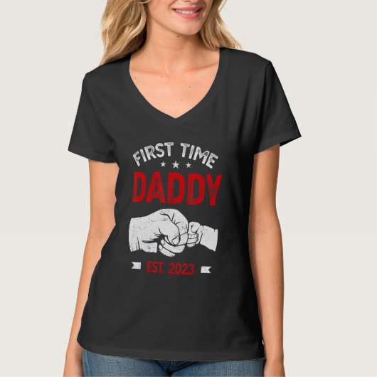 T-shirt First Time Dad 2023 Father s Day Promoted Daddy Me (Devant)