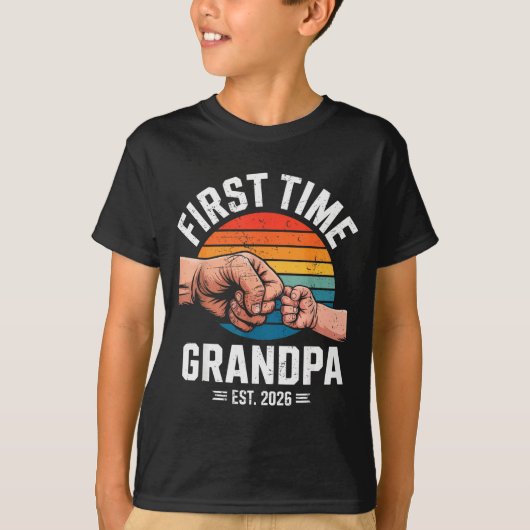 T-shirt First Time Grandpa Est 2026 Baby Announcement Grea (Devant)