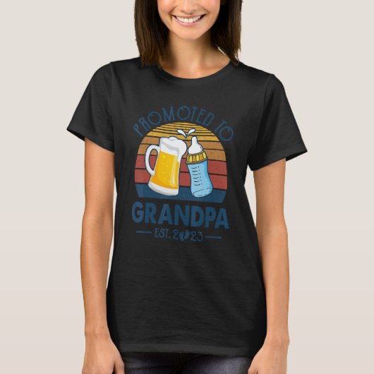 T-shirt First Time Grandpa Promoted To Grandpa 2023 Father (Devant)